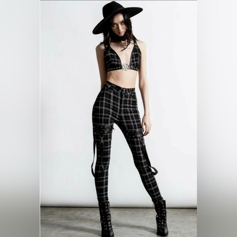 Killstar Dead Resistance Plaid Trousers, Ask Tartan NWT, Large - Picture 3 of 12